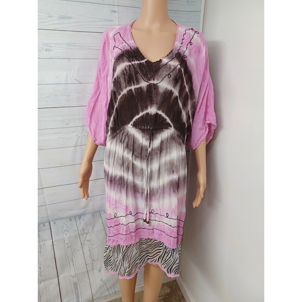 Ocean Breeze Tie Dye Lightweight Bathing Suit Beach Cover Up Dress One Size